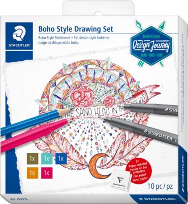 Design Journey Zeichenset Trend Boho Style, 9-tlg., inkl. Anleitung