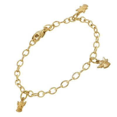 Echt Gold 333 Kinder Armband Charm Armkette Rubin Herz betender Engel 15-13 cm 