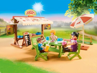 Playmobil 70519 Pony Cafe Reiter-Hof Pferde Spielzeug-Set Verkaufs-Stand Kiosk 