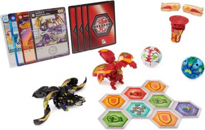 Bakugan Baku-Gear Pack mit 4 Armored Alliance Bakugan (Ultra Sabra x Pyravian, Ultra Howlkor x Serpenteze, Basic Dragonoid x Tretorous, Basic Hydranoid x Krakelios) und 1 Set Baku-Gear 2