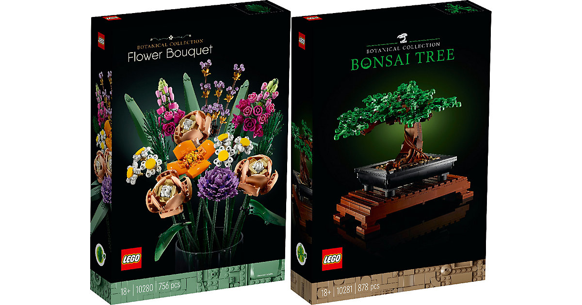 Spielzeug: Lego Creator Expert 2er Set: 10280 Blumenstrauß + 10281 Bonsai Baum bunt