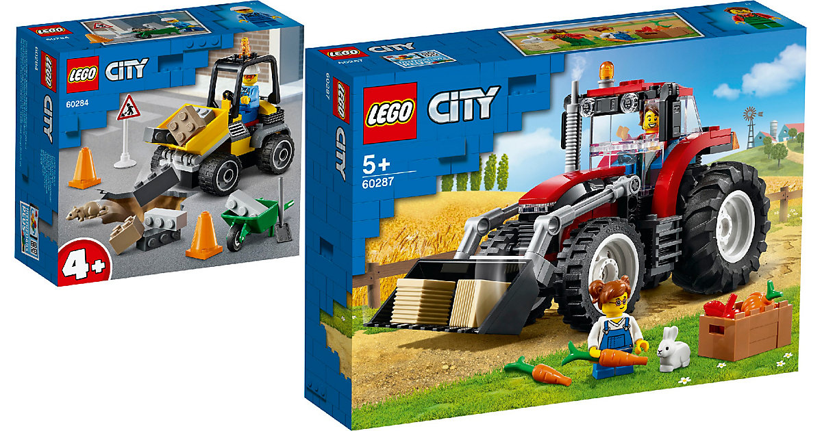 Spielzeug: Lego City Great Vehicles 2er Set: 60284 Baustellen-LKW + 60287 Traktor bunt