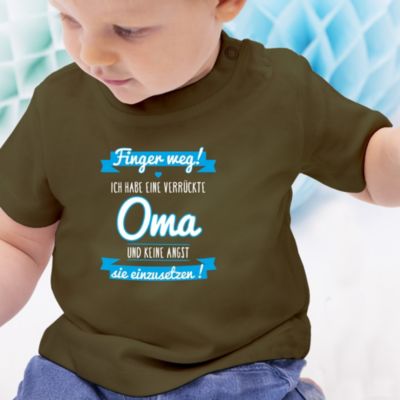 Sprüche Baby Ich habe eine verrückte Oma blau Baby TShirt kurzarm