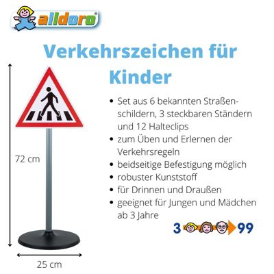 Alldoro Verkehrszeichen 60 cm Lernspielzeug Kinderspielzeug 60096 ab 3 NEU+OVP 
