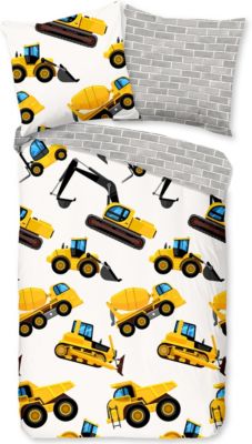 Good Morning Kinder-Wendebettwäsche Dig Flanell 135 x 200 + 80 x 80 cm