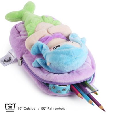 SLEEKEE Hai Federmäppchen Grau - Plüsch Stiftetasche Mit Reißverschluss