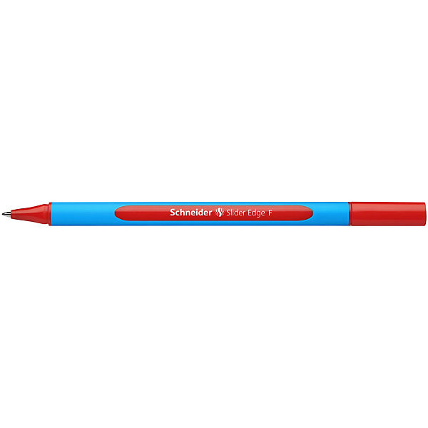 Schneider Slider Edge F Kugelschreiber Dreikant-Stift mit Strichbreite F=Feinstrich, Kappenmodell 10er Packung cyan-rot