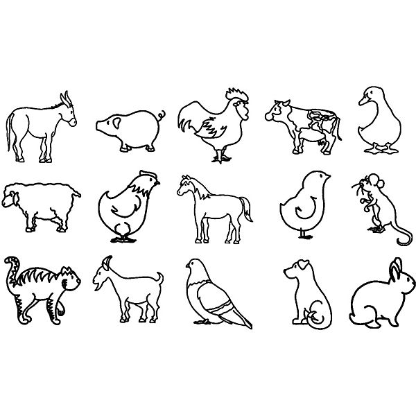 MiniHolzstempel Bauernhof, 15 Stück & 2 Stempelkissen MiniHolzstempel Bauernhof, 15 Stück & 2 Stempelkissen