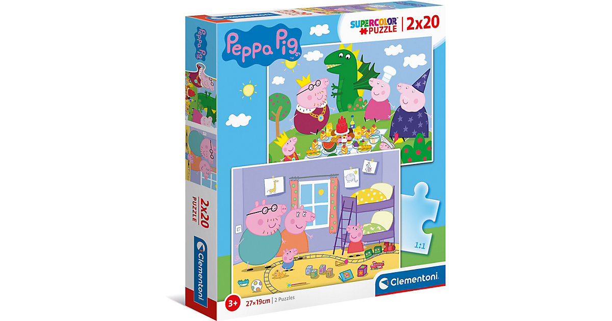 Puzzles: Clementoni Puzzle 2 x 20 Teile, Supercolor - Peppa Pig