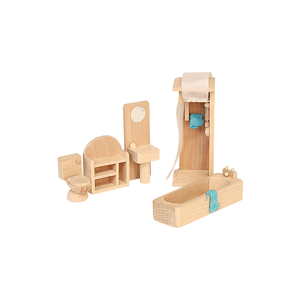 Beluga Puppenhausmöbel aus Holz Badezimmer