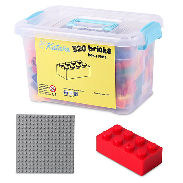 Set 520 Mattoncini 4x2 Base Scatola Compatibile Lego Papimax Sluban Katara 1827 Q-Bricks Blu