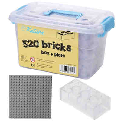 Bausteine Box-Set mit 520 Steinen + Platte + Box, 100% Kompatibel LEGO®, Sluban, Papimax, Q-Bricks und mehr Steckbausteine