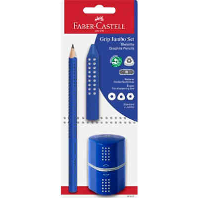 Bleistiftset JUMBO GRIP blau, 3-tlg., inkl. Spitzdose