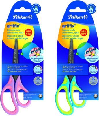 griffix Schul- und Bastelschere spitz, Rechtshänder, farblich sortiert