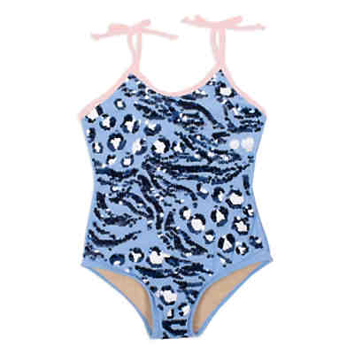 Pailletten Kinder Badeanzug Blue Animal Print Badeanzüge für Mädchen