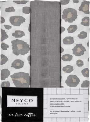Mullwindeln - Panter/Uni, 70x70 cm, grau, 3er Pack 2
