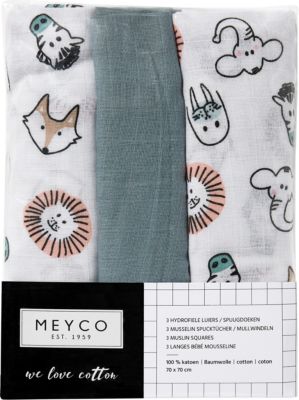 Mullwindeln - Animal/Uni, 70 x 70 cm, steingrün, 3er Pack 2