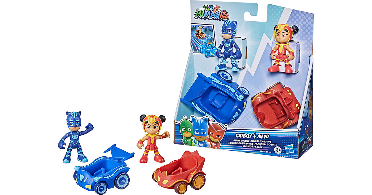 Spielzeug: Hasbro PJ Masks Catboy vs An Yu Fahrzeuge Battle-Pack Vorschulspielzeug, Fahrzeug und Action-Figurenset