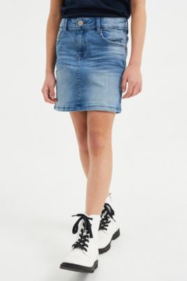 Mädchen Jeansrock - Elastischer Denim Rock Mit Knopfdekor