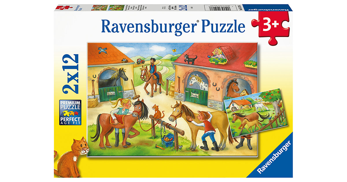 Puzzles: Ravensburger Puzzle 2 x 12 Teile Ferien auf dem Reiterhof