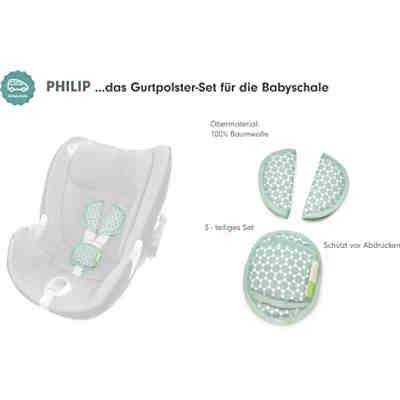 PHILIP Gurtpolster-Set für Babyschalen - Prisma, mint, 3-tlg.