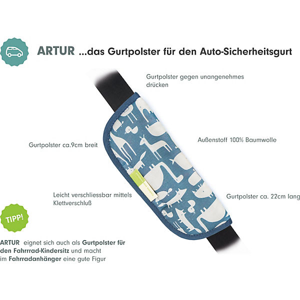 ARTUR Gurtpolster für Autogurte - Animali, blau