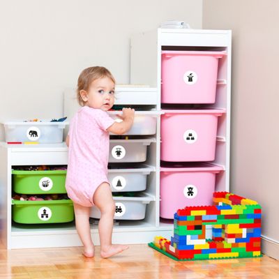 Möbelaufkleber Ordnungssticker für Spielzeug SCHWARZ/ WEISS Kinderzimmer 