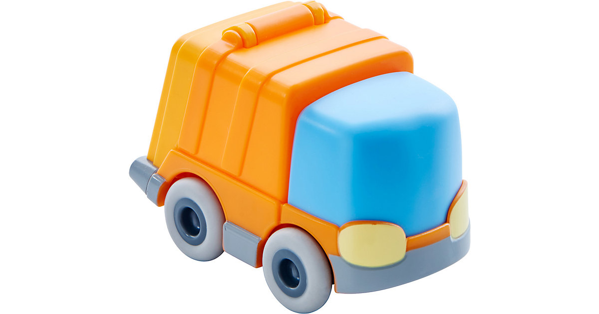 Spielzeug/Kugelbahn: HABA Kullerbü – Müllauto blau/orange