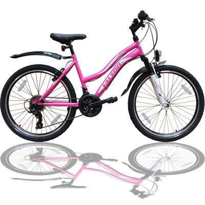 24 zoll 38 cm Mädchenfahrrad Fahrrad Mountainbike 18 Gang schwarz/rosa 