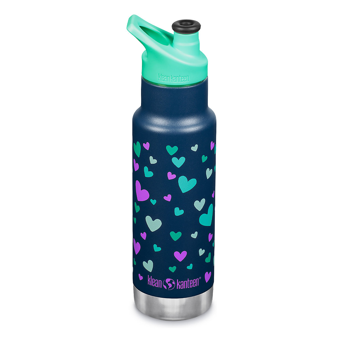 Vakuum Edelstahl-Isolierflasche klean kanteen® Kid kanteen Navy Hearts 355 ml Aqua Sport Cap