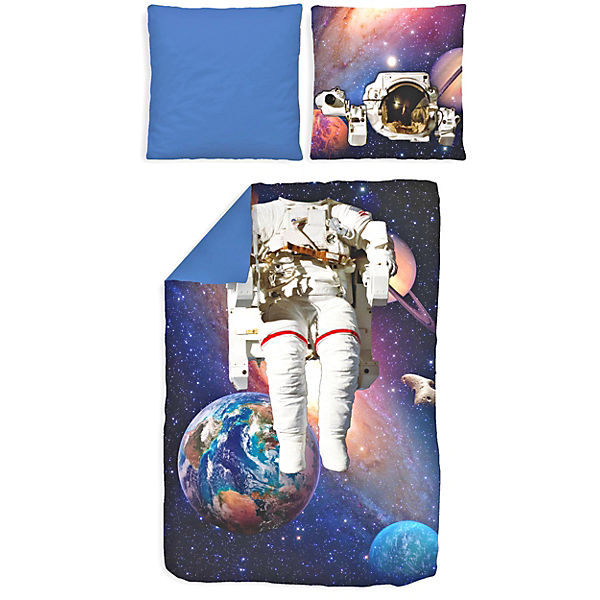 Kinderbettwäsche Astronaut, Renforcé, 135 x 200 cm von Dobnig