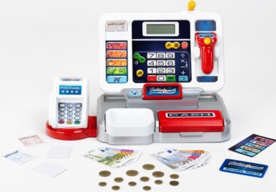 Kinderkasse Kinder Kaufladen Kasse mit Scanner Kreditkarte Spielgeld Zubehör Reg 