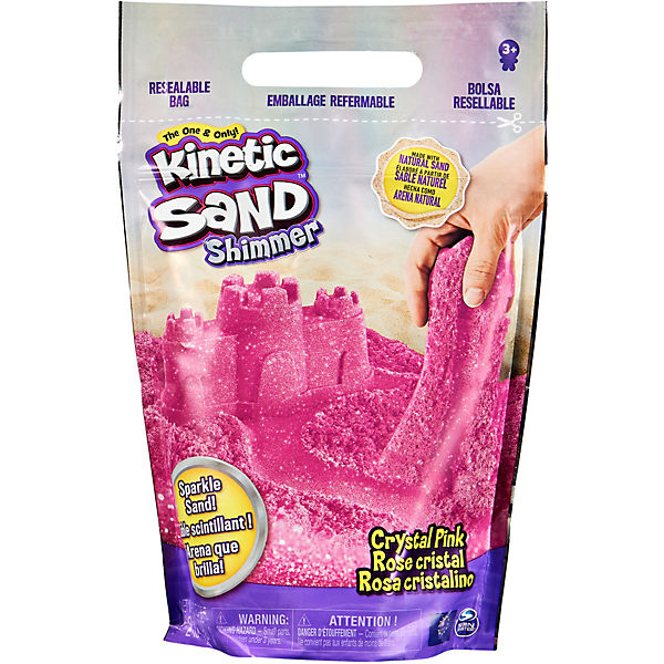 Kinetic Sand Schimmersand Crystal Pink, 907 g - rosa Glitzersand für Indoor-Sandspiel