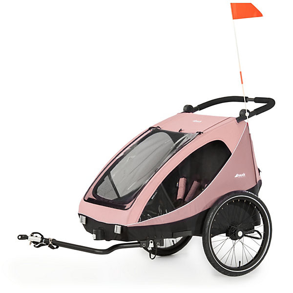 Dryk Duo Fahrradanhänger und Buggy (bis 44kg), rosa, Zweisitzer