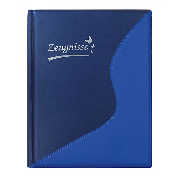 Ringbuch/Zeugnismappe A4 blau, wattiertes Cover, inkl. 12 Klarsichtfolien
