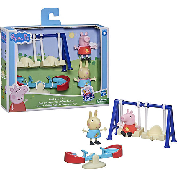 Peppa Pig Peppa`s Adventures Peppa auf dem Spielplatz, Vorschulspielzeug mit 2 Figuren und 3 Accessoires, für Kinder ab 3 Jahren