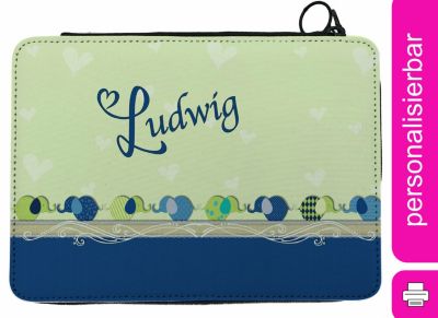 CreaDesign Federmäppchen personalisiert mit Namen Elefant Parade befüllt