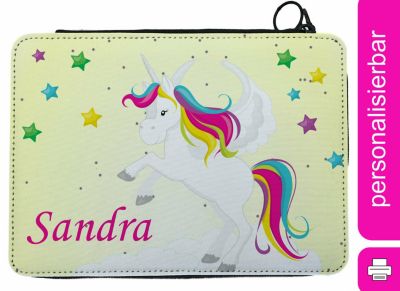 CreaDesign Federmäppchen personalisiert mit Namen Pegasus befüllt