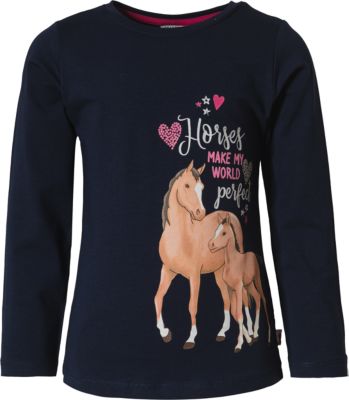 Langarmshirt für Mädchen, Pferde