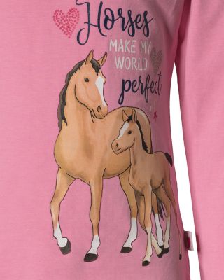 Langarmshirt für Mädchen, Pferde 2