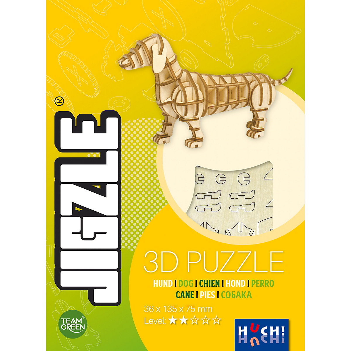 HUCH! 3D-Puzzle JIGZLE Hund 66 Teile GU6552