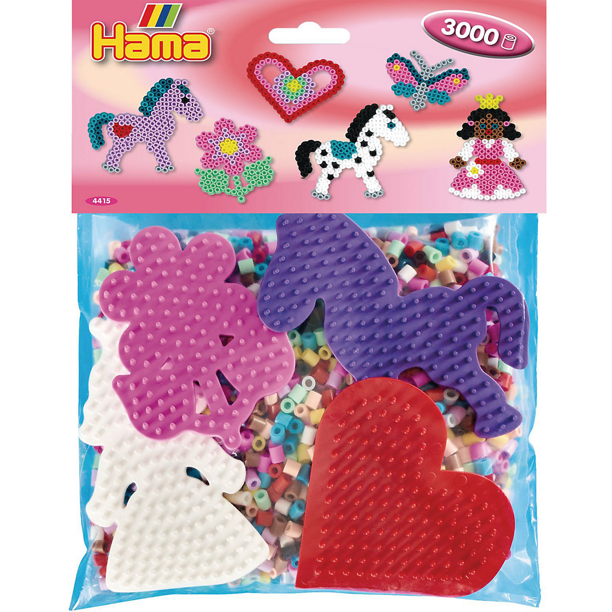 Hama Perlen HAMA 4415 Gruppenpackung mit 3.000 midi-Perlen & 4 farbigen Stiftplatten (Mädchen)
