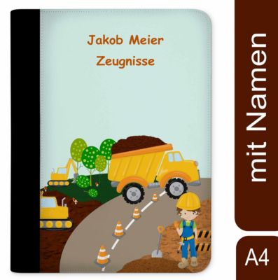 CreaDesign Zeugnismappe / Dokumentemappe mit Name personalisiert Baustelle
