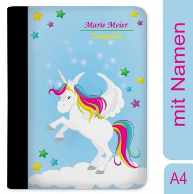 Zeugnismappe Dokumentemappe Mit Name Personalisiert Einhorn Blau Creadesign Mytoys