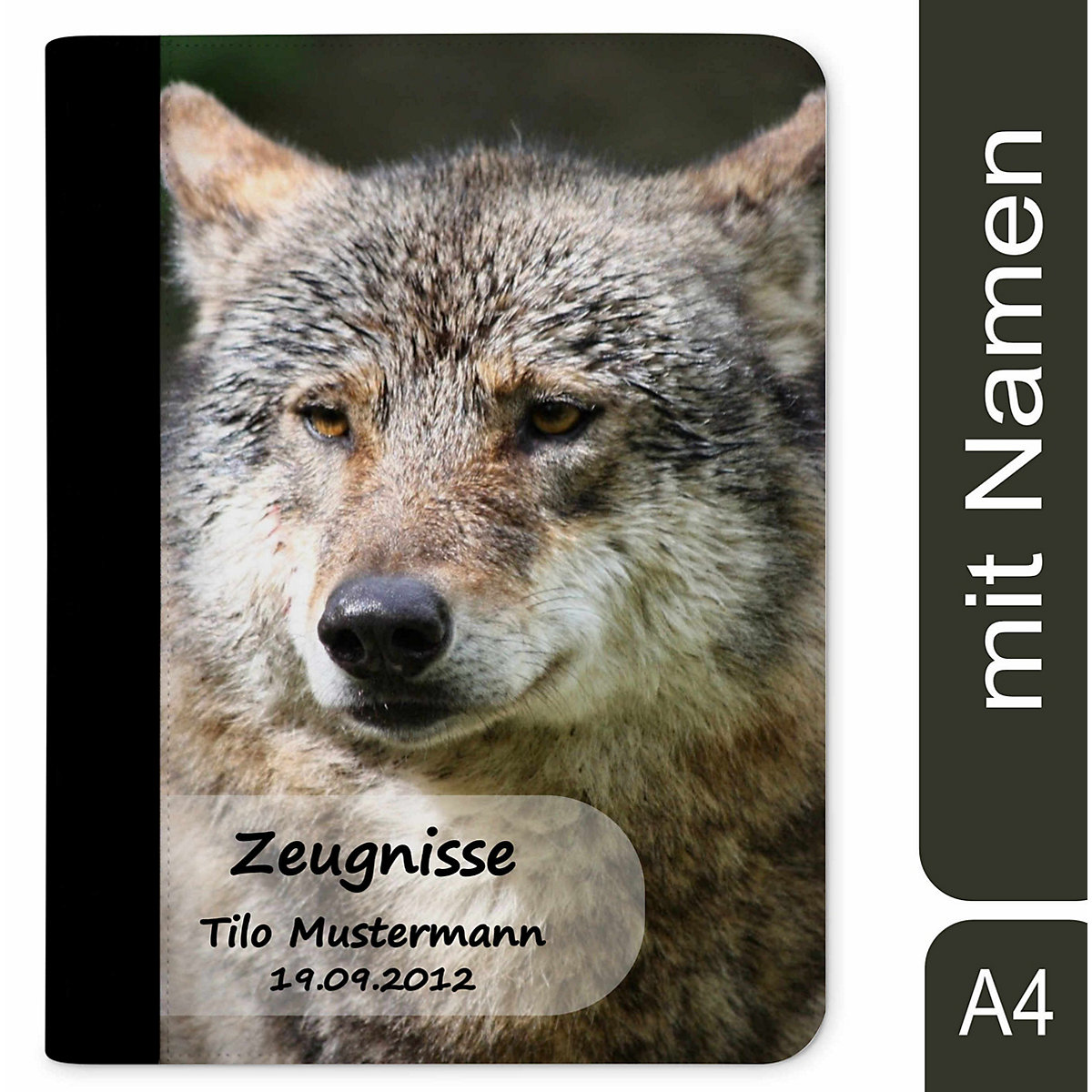 CreaDesign Zeugnismappe / Dokumentemappe mit Name personalisiert Wolf