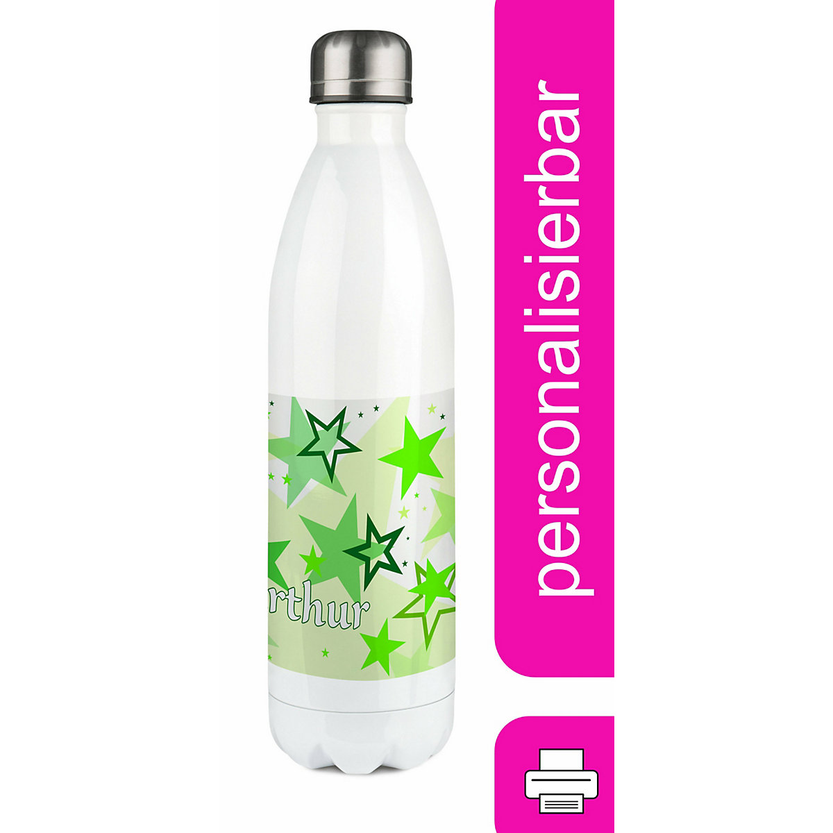CreaDesign Edelstahl Kinder Thermoflasche / Trinkflasche bunt Sternenhimmel Farbe grün Spülmaschinenfest Auslaufsicher Bruchfest Doppelwandig Für Heißgetränke geeignet Mit Deckel Isoliert