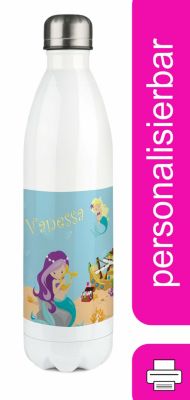 CreaDesign Edelstahl Kinder Thermoflasche / Trinkflasche bunt Meerjungfrau Spülmaschinenfest Auslaufsicher Bruchfest Doppelwandig Für Heißgetränke geeignet Mit Deckel Isoliert