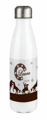 Sacred Gold Wolf Kopf Isolierte Edelstahl Trinkflasche – 600 Ml Mit Strohhalm, Auslaufsicher – Perfekt Für Sport, Schule, Gym