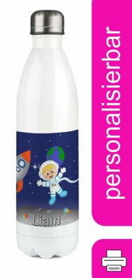 CreaDesign Edelstahl Kinder Thermoflasche / Trinkflasche bunt Weltall Spülmaschinenfest Auslaufsicher Bruchfest Doppelwandig Für Heißgetränke geeignet Mit Deckel Isoliert