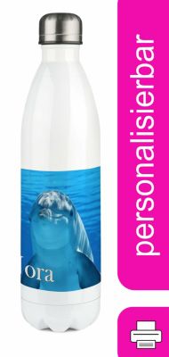 CreaDesign Edelstahl Kinder Thermoflasche / Trinkflasche bunt Delfin Spülmaschinenfest Auslaufsicher Bruchfest Doppelwandig Für Heißgetränke geeignet Mit Deckel Isoliert